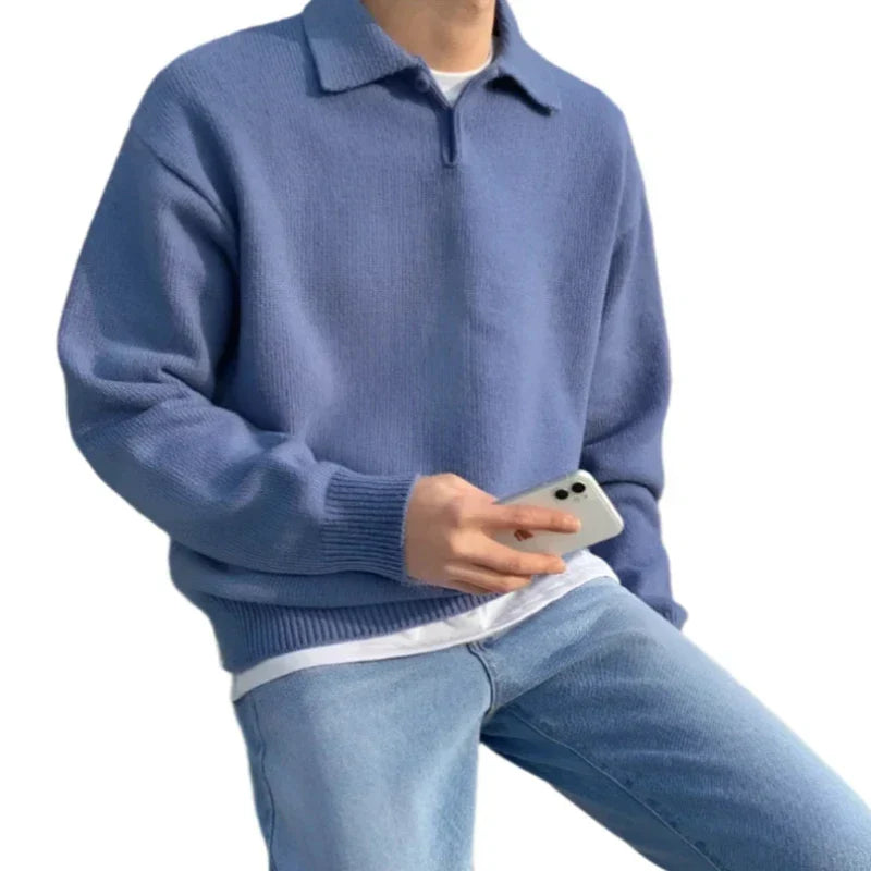 Half Zip Wool Button