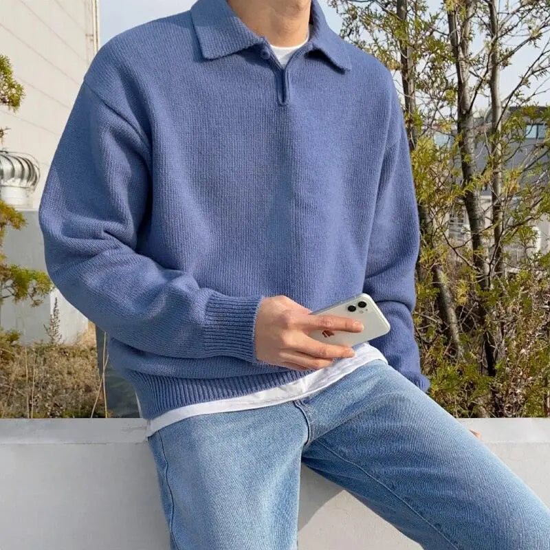 Half Zip Wool Button