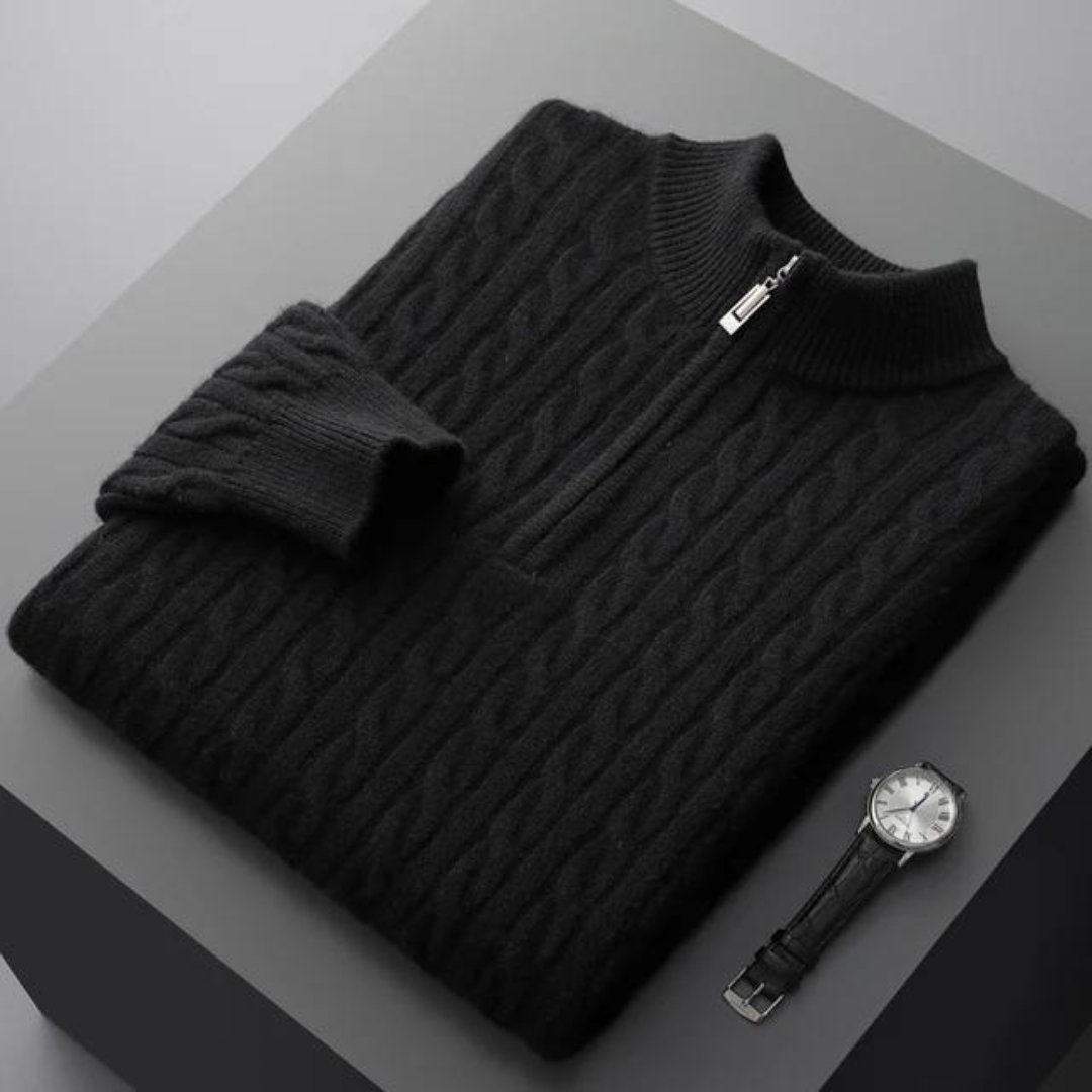 100% cashmere knitted half zip