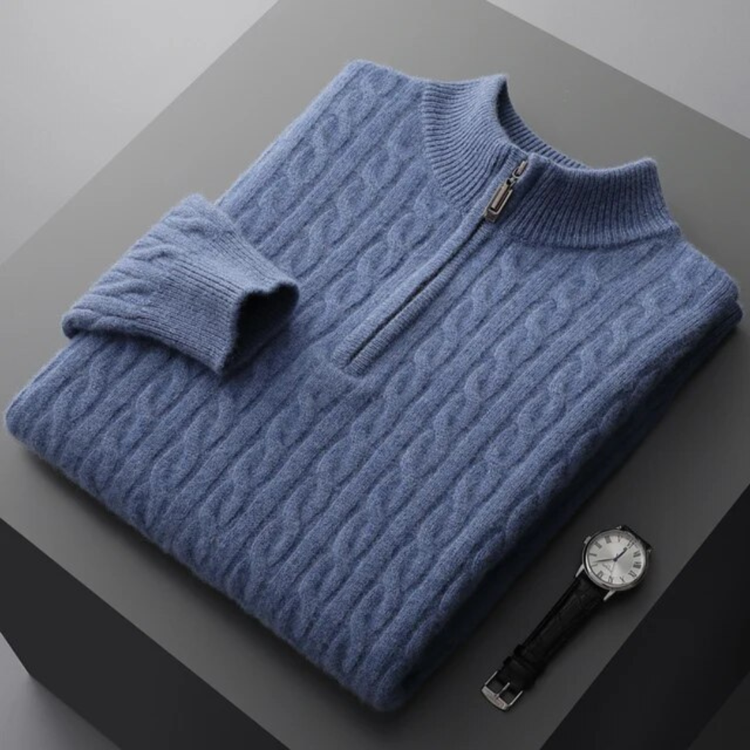 100% cashmere knitted half zip