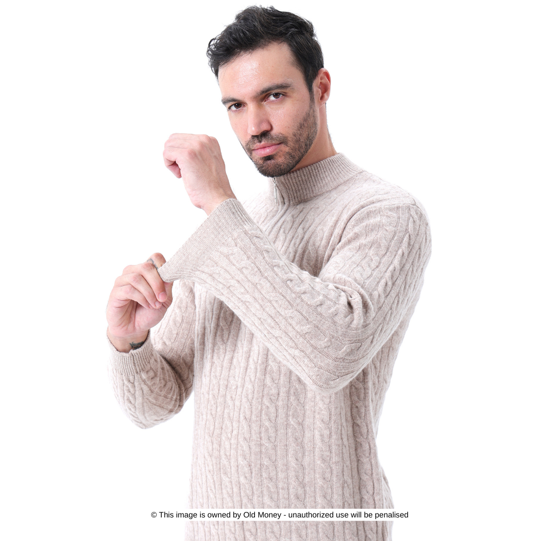 100% cashmere knitted half zip