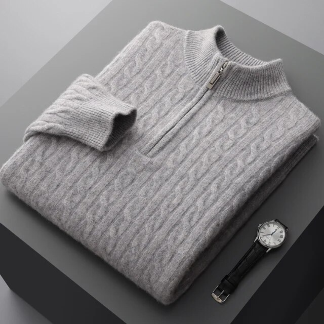 100% cashmere knitted half zip