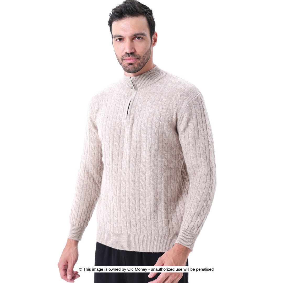 100% cashmere knitted half zip