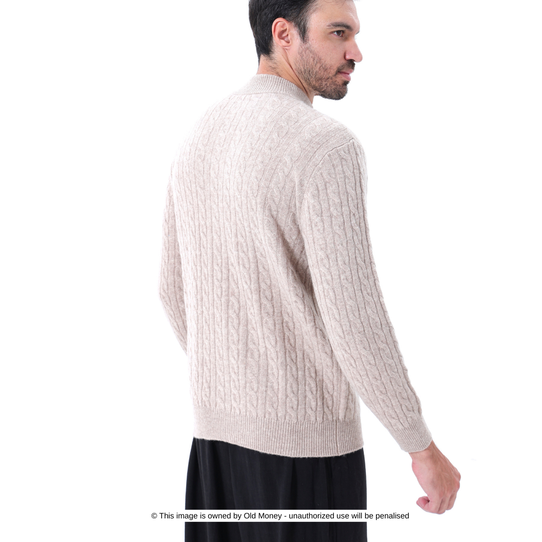 100% cashmere knitted half zip