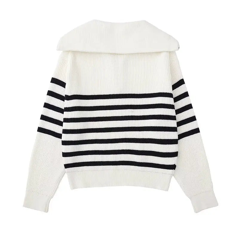 Striped zip-up sweater